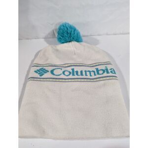 Columbia Beanie Womens White Blue Pom Winter Hat